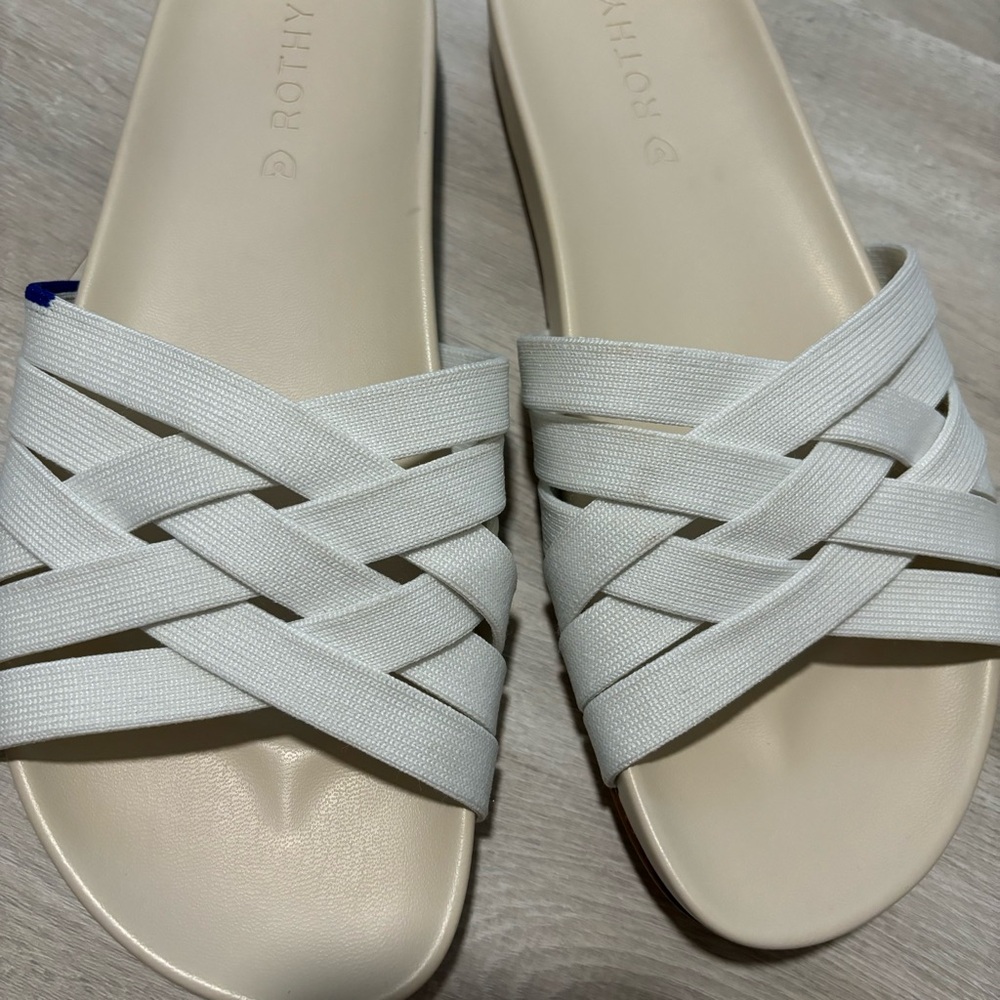 Rothy's Cream Woven Slide Sandals with Crisscross Straps - Picture 5 of 6
